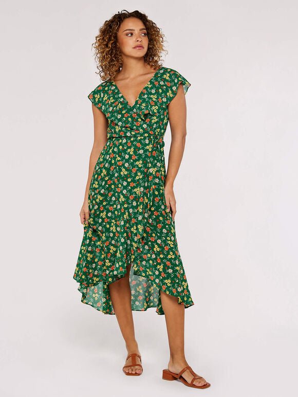 APRICOT - שמלת מידי פרחונית בצבע ירוק - MASHBIR//365