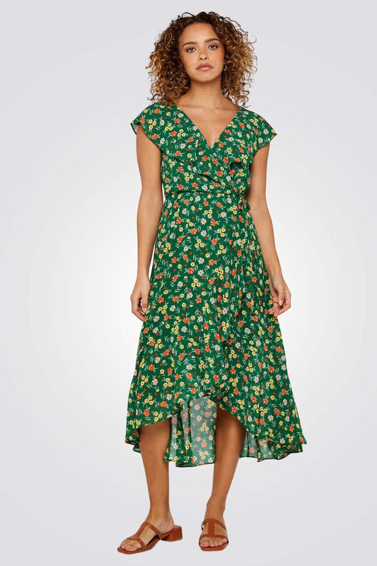 APRICOT - שמלת מידי פרחונית בצבע ירוק - MASHBIR//365