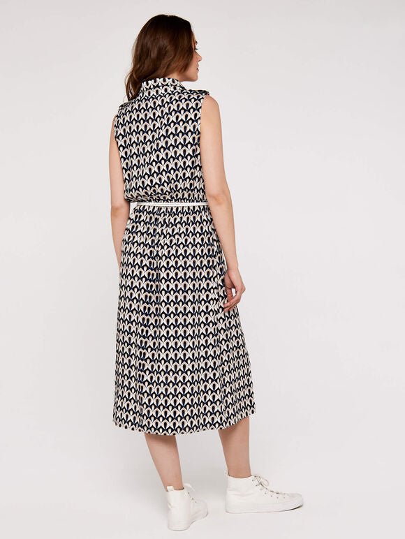 APRICOT - שמלת מידי עם הדפס בצבע נייבי - MASHBIR//365