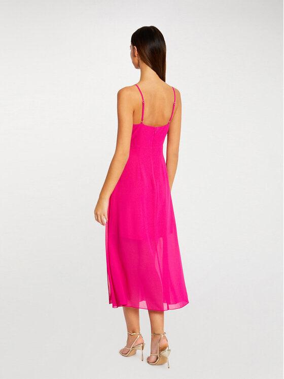 MORGAN - שמלת מידי עם רצועת שרשרת בצבע ורוד - MASHBIR//365