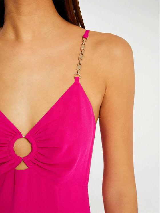 MORGAN - שמלת מידי עם רצועת שרשרת בצבע ורוד - MASHBIR//365