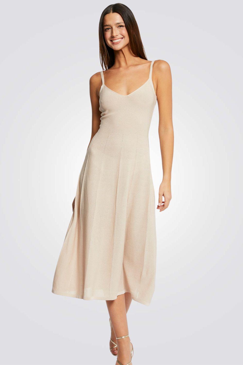 MORGAN - שמלת מידי עם רצועות בצבע זהב - MASHBIR//365