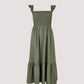 APRICOT - שמלת מידי עם רצועות מסולסלות בצבע ירוק זית - MASHBIR//365 - 5