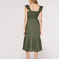 APRICOT - שמלת מידי עם רצועות מסולסלות בצבע ירוק זית - MASHBIR//365 - 2