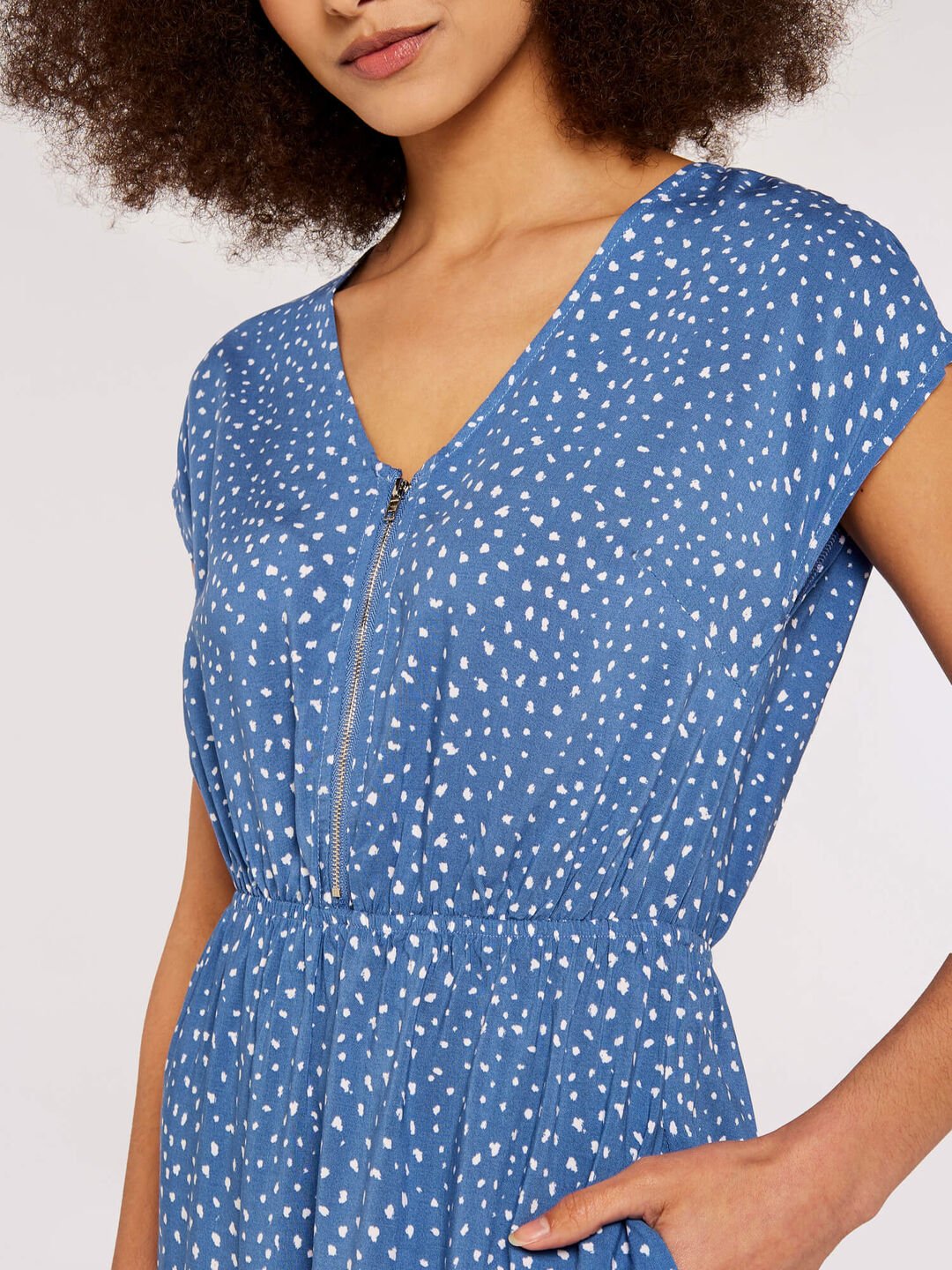 APRICOT - שמלת מיני קצרה עם רוכסן בצבע כחול - MASHBIR//365