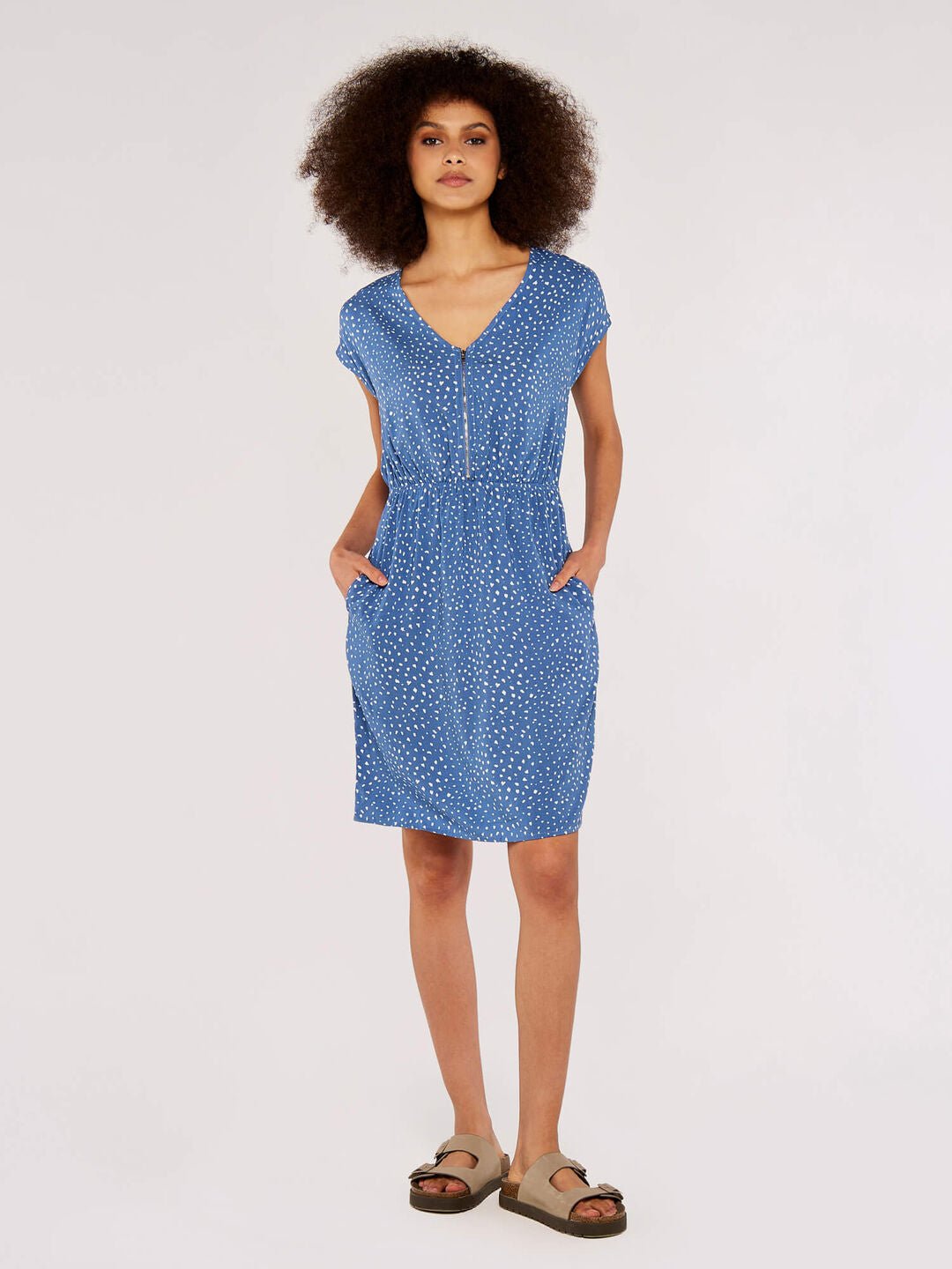 APRICOT - שמלת מיני קצרה עם רוכסן בצבע כחול - MASHBIR//365