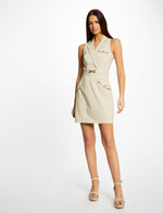 MORGAN - שמלת מיני ללא שרוולים בצבע בז' - MASHBIR//365