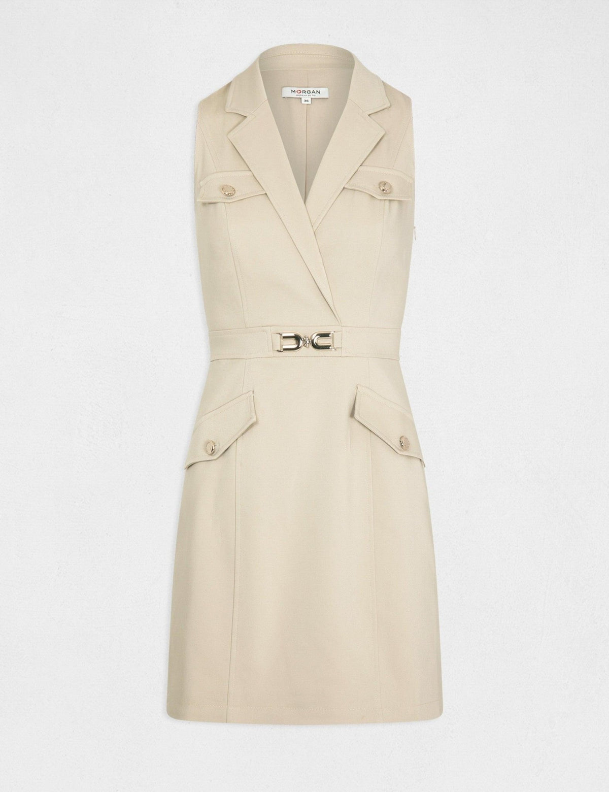 MORGAN - שמלת מיני ללא שרוולים בצבע בז' - MASHBIR//365