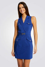 MORGAN - שמלת מיני ללא שרוולים בצבע כחול - MASHBIR//365