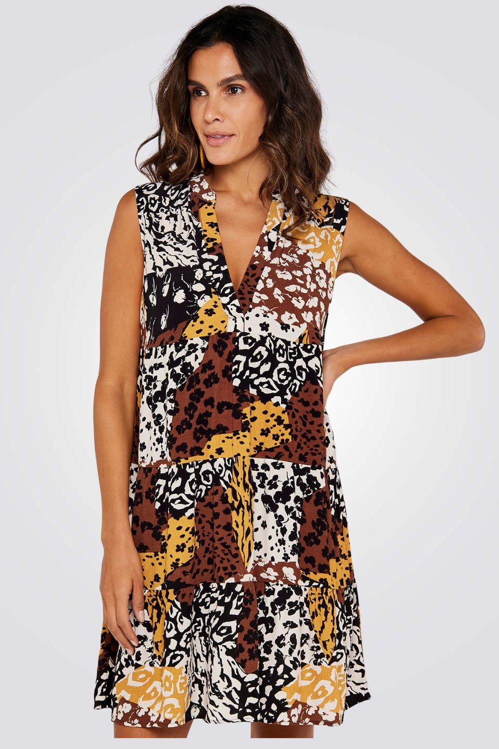 APRICOT - שמלת מיני עם הדפס בגווני חום - MASHBIR//365