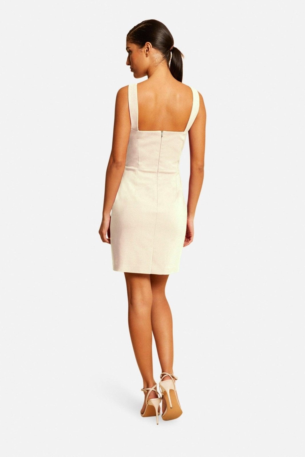 MORGAN - שמלת מיני עם צווארון חזה בצבע בז' - MASHBIR//365