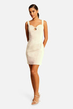 MORGAN - שמלת מיני עם צווארון חזה בצבע בז' - MASHBIR//365