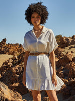 APRICOT - שמלת סאטן עם כפתורים בצבע לבן - MASHBIR//365