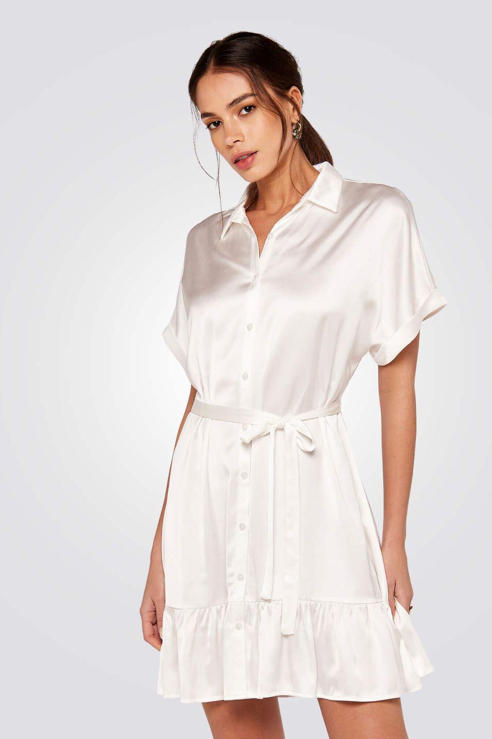 APRICOT - שמלת סאטן עם כפתורים בצבע לבן - MASHBIR//365