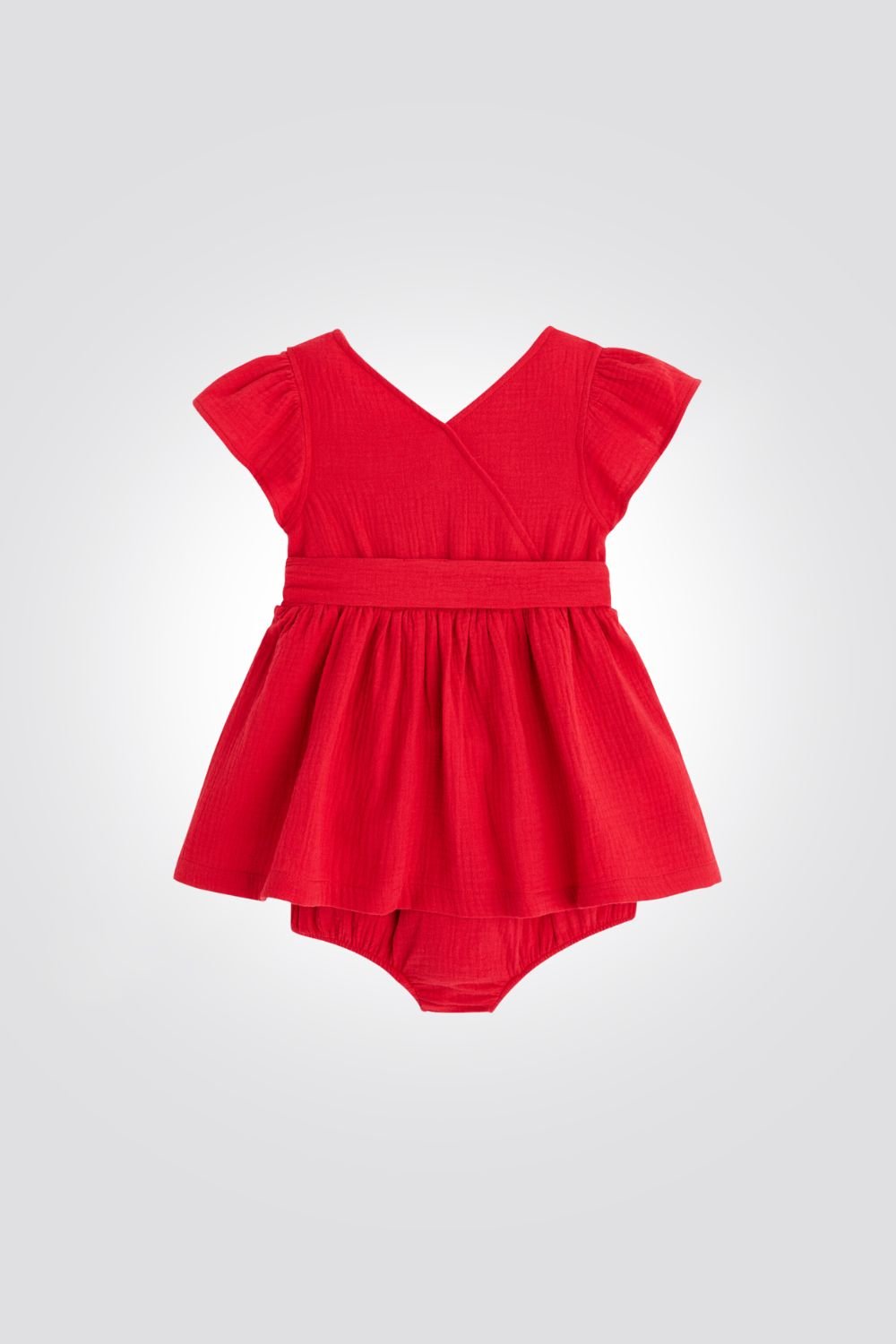 OBAIBI - שמלת תינוקות אלגנטית שרוול קצר פליסה באדום - MASHBIR//365