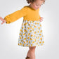 OBAIBI - שמלת תינוקות בשילוב פוטר צהוב חלק והדפס ציפורים צהובות על לבן - MASHBIR//365 - 2