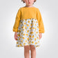 OBAIBI - שמלת תינוקות בשילוב פוטר צהוב חלק והדפס ציפורים צהובות על לבן - MASHBIR//365 - 1