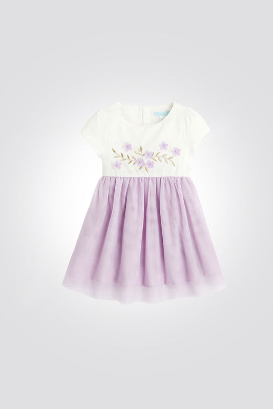 OBAIBI - שמלת תינוקות חגיגית לבן עם טול סגול בהיר - MASHBIR//365