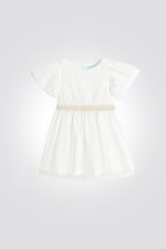 OBAIBI - שמלת תינוקות חגיגית שרווול קצר בלבן - MASHBIR//365
