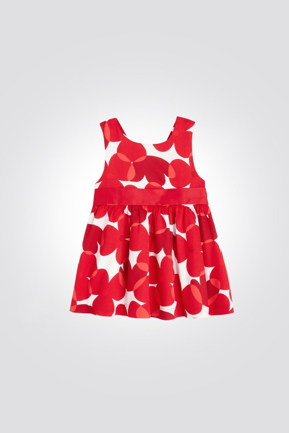 OBAIBI - שמלת תינוקות סארפן הדפס פרחים גדולים אדום לבן - MASHBIR//365
