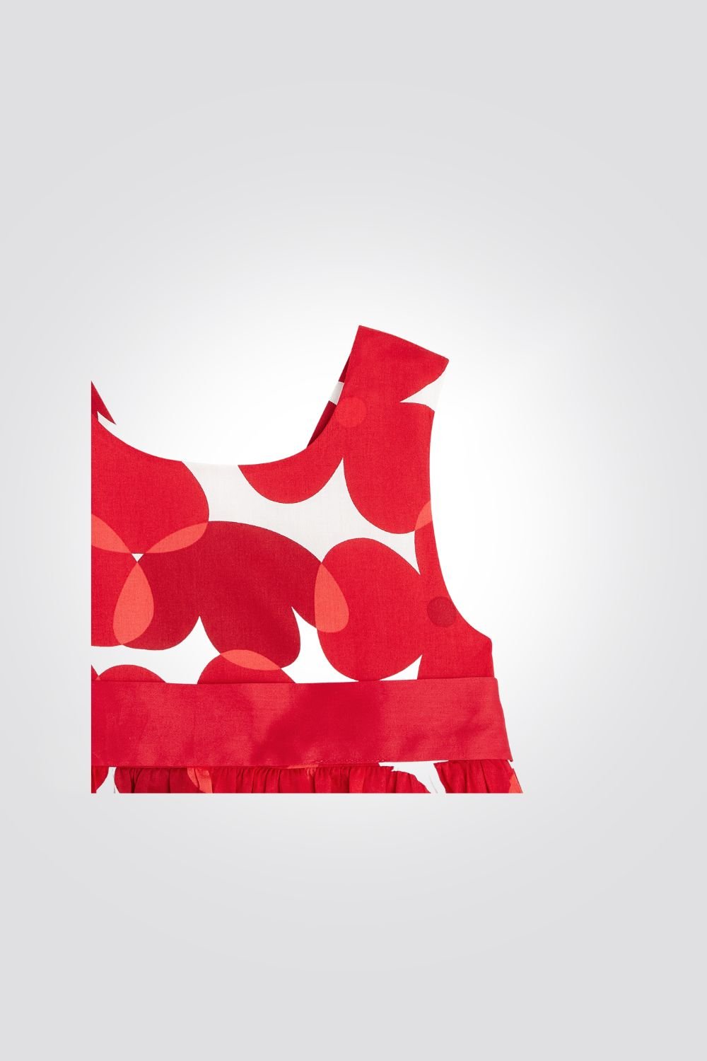 OBAIBI - שמלת תינוקות סארפן הדפס פרחים גדולים אדום לבן - MASHBIR//365