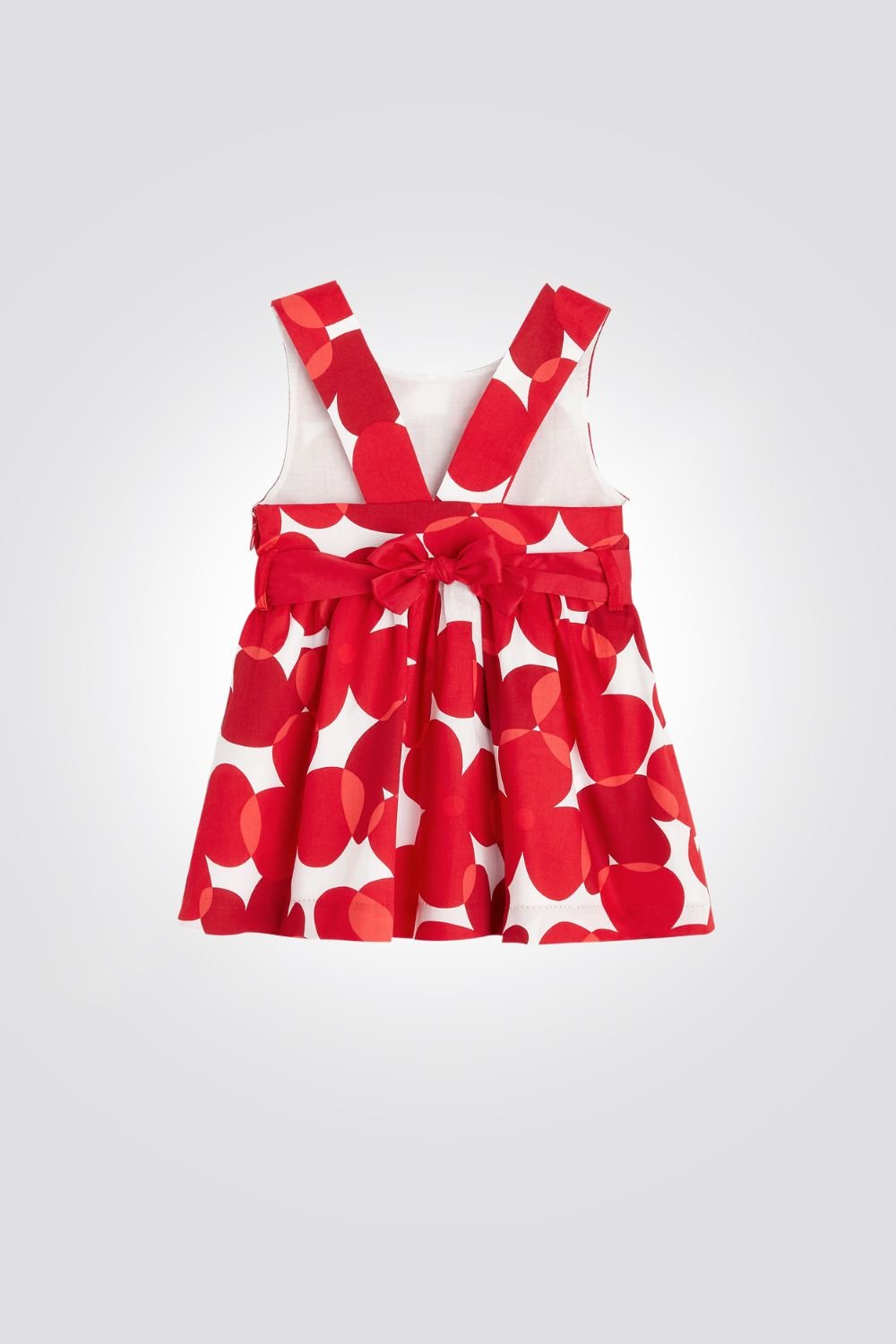 OBAIBI - שמלת תינוקות סארפן הדפס פרחים גדולים אדום לבן - MASHBIR//365