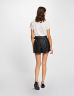 מכנסיים קצרים עם חגורת קשירה בצבע שחור - MASHBIR//365