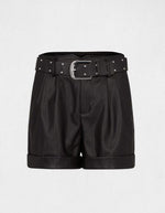 מכנסיים קצרים עם חגורת קשירה בצבע שחור - MASHBIR//365
