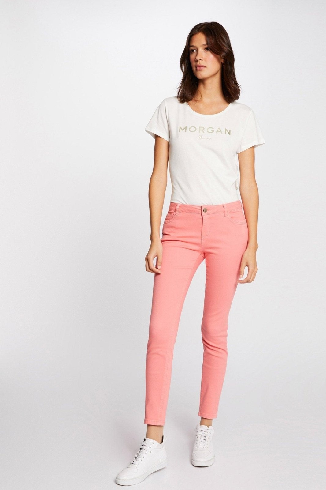 MORGAN - סקיני גזרה נמוכה צבע ורוד - MASHBIR//365