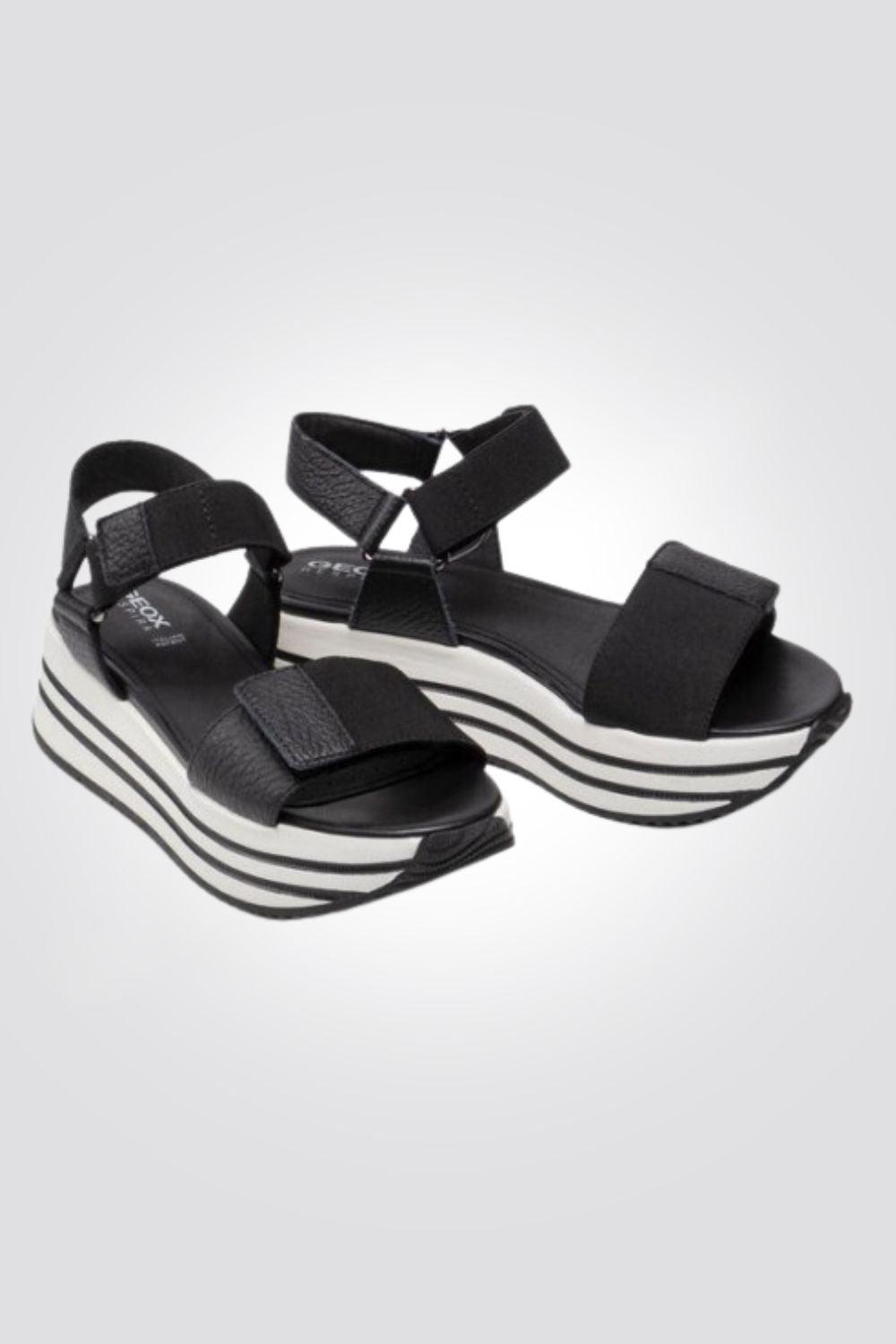 GEOX - סנדל לנשים S.KENCY בצבע שחור ולבן - MASHBIR//365