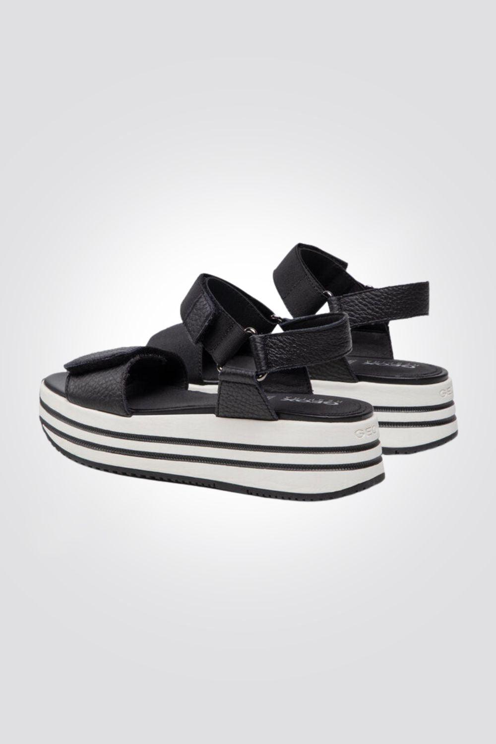 GEOX - סנדל לנשים S.KENCY בצבע שחור ולבן - MASHBIR//365