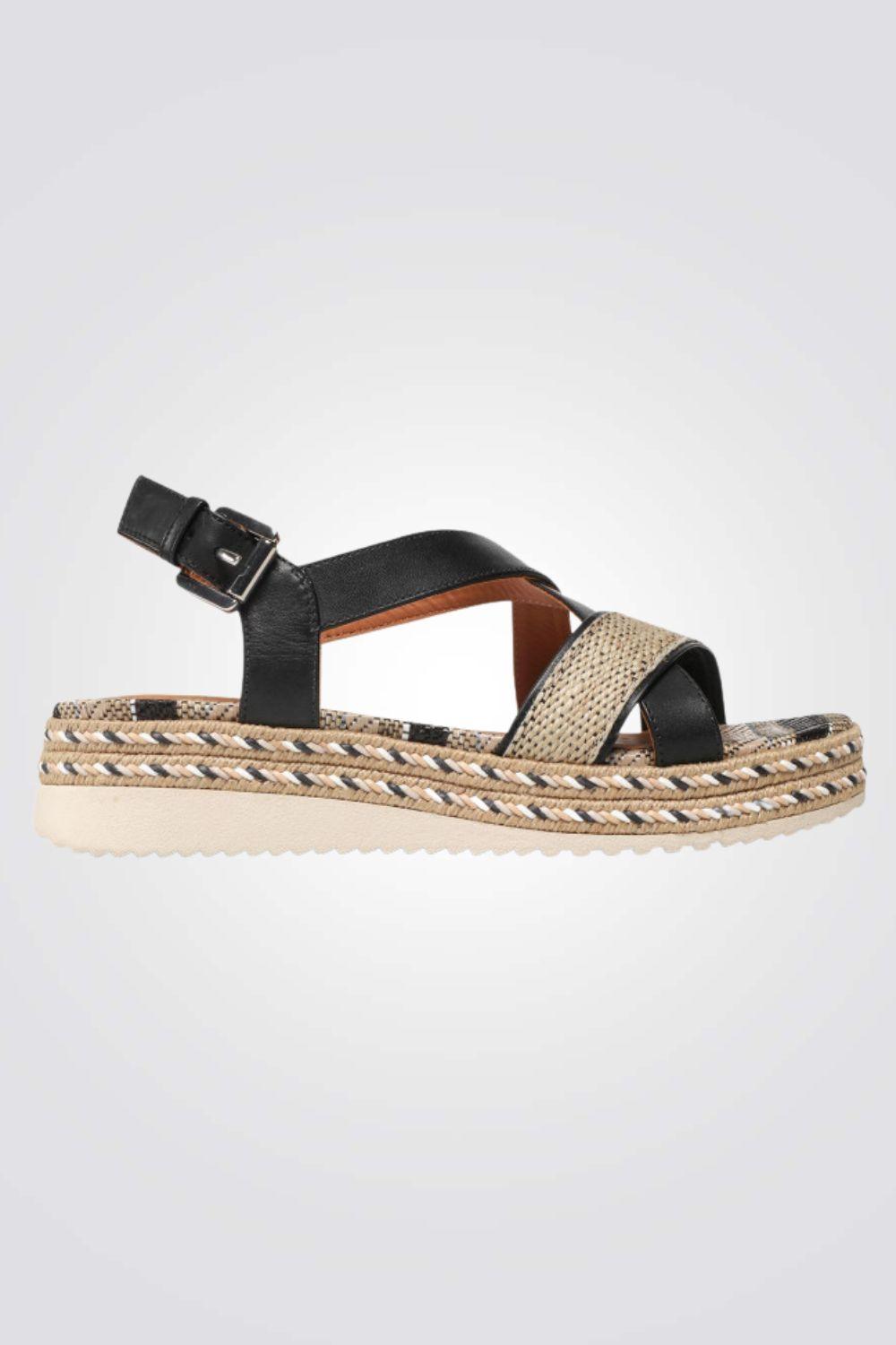 GEOX - סנדל לנשים SMO.LEA+WOV.TEXT בצבע שחור - MASHBIR//365