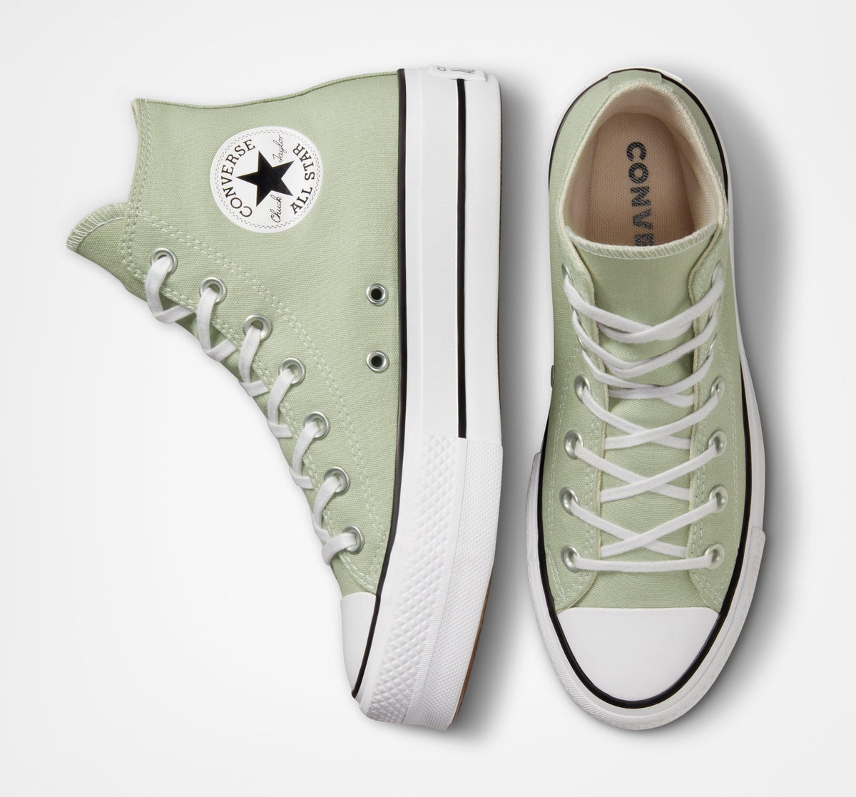 CONVERSE - סניקרס פלטפורמה קנבס גבוהות לנשים CHUCK TAYLOR ALL STAR HIGH LIFT בצבע מנטה - MASHBIR//365