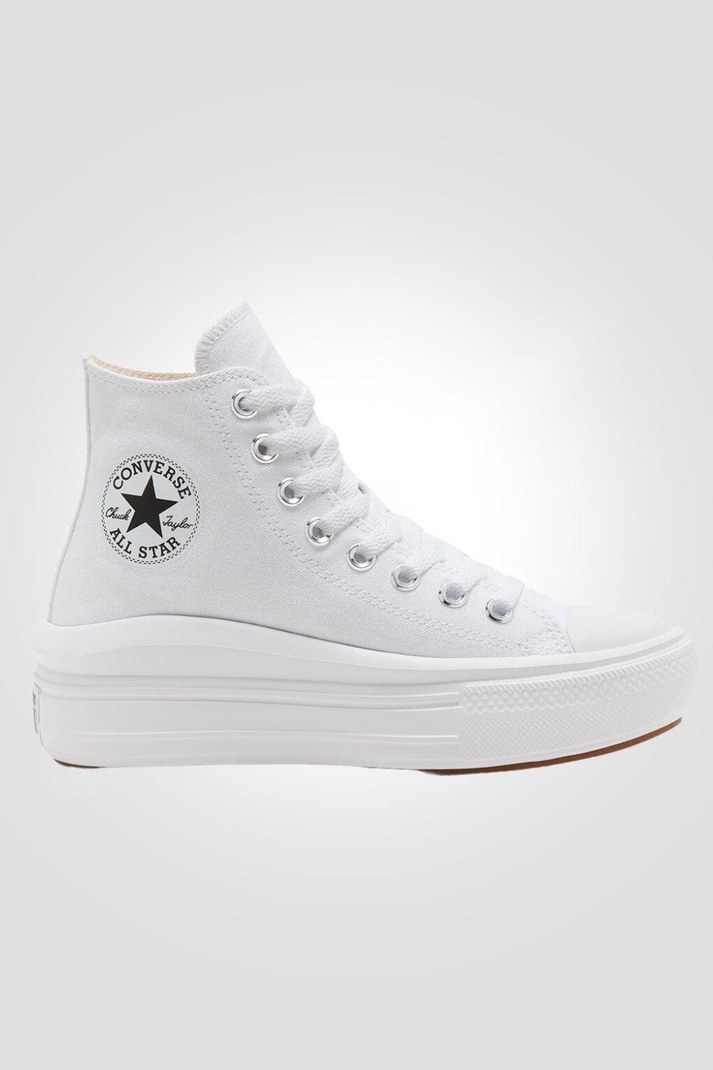CONVERSE - סניקרס פלטפורמה קנבס גבוהות לנשים CHUCK TAYLOR ALL STAR MOVE בצבע לבן - MASHBIR//365