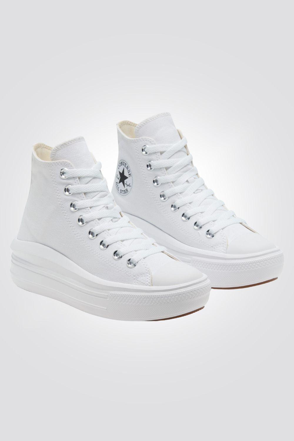 CONVERSE - סניקרס פלטפורמה קנבס גבוהות לנשים CHUCK TAYLOR ALL STAR MOVE בצבע לבן - MASHBIR//365