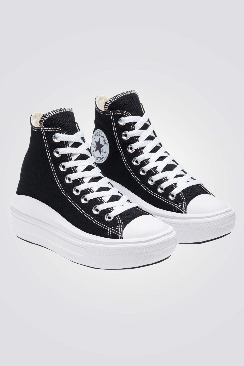 CONVERSE - סניקרס פלטפורמה קנבס גבוהות לנשים CHUCK TAYLOR ALL STAR MOVE בצבע שחור - MASHBIR//365