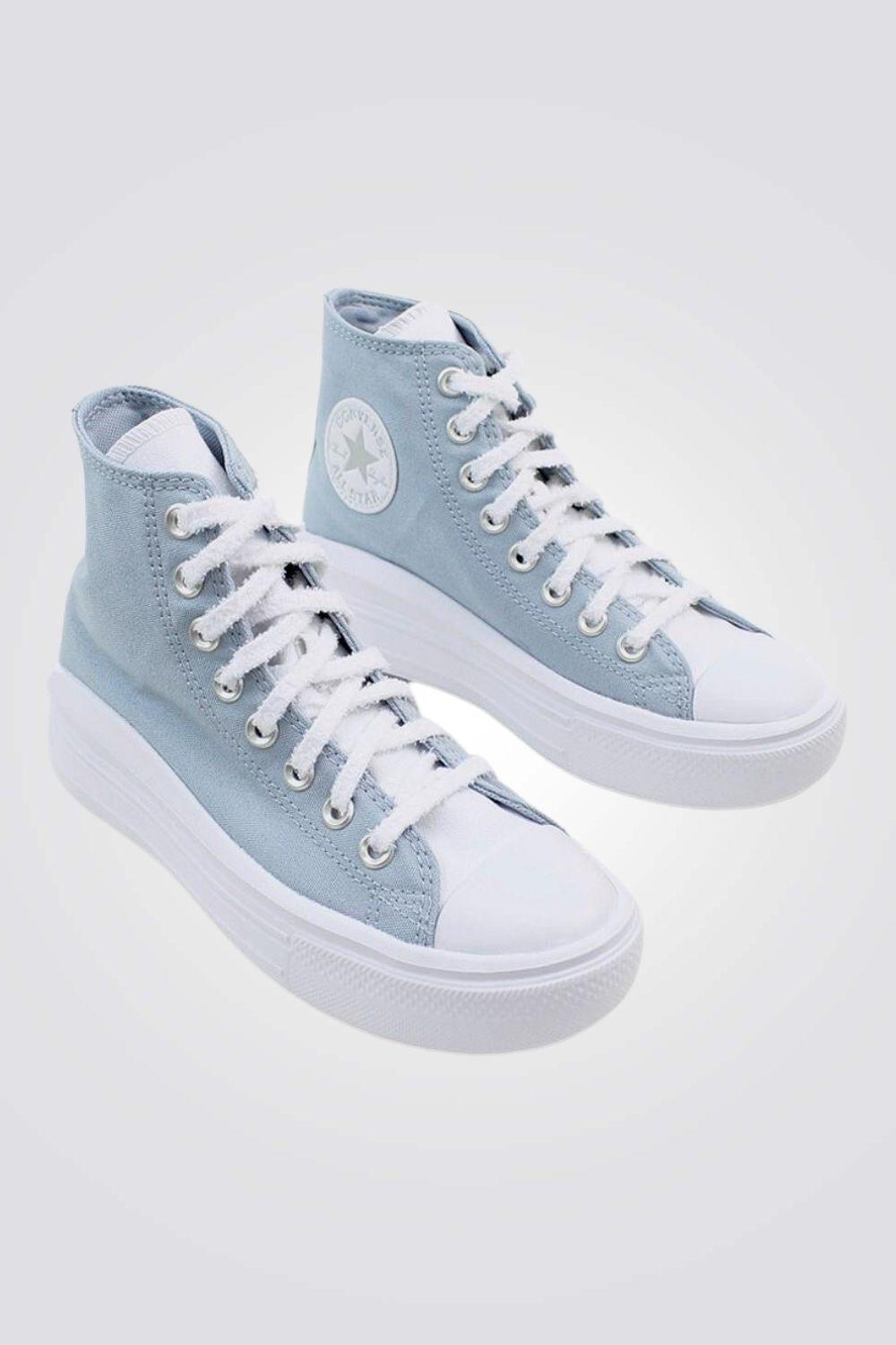 CONVERSE - סניקרס פלטפורמה קנבס גבוהות לנשים CHUCK TAYLOR ALL STAR MOVE בצבע תכלת - MASHBIR//365