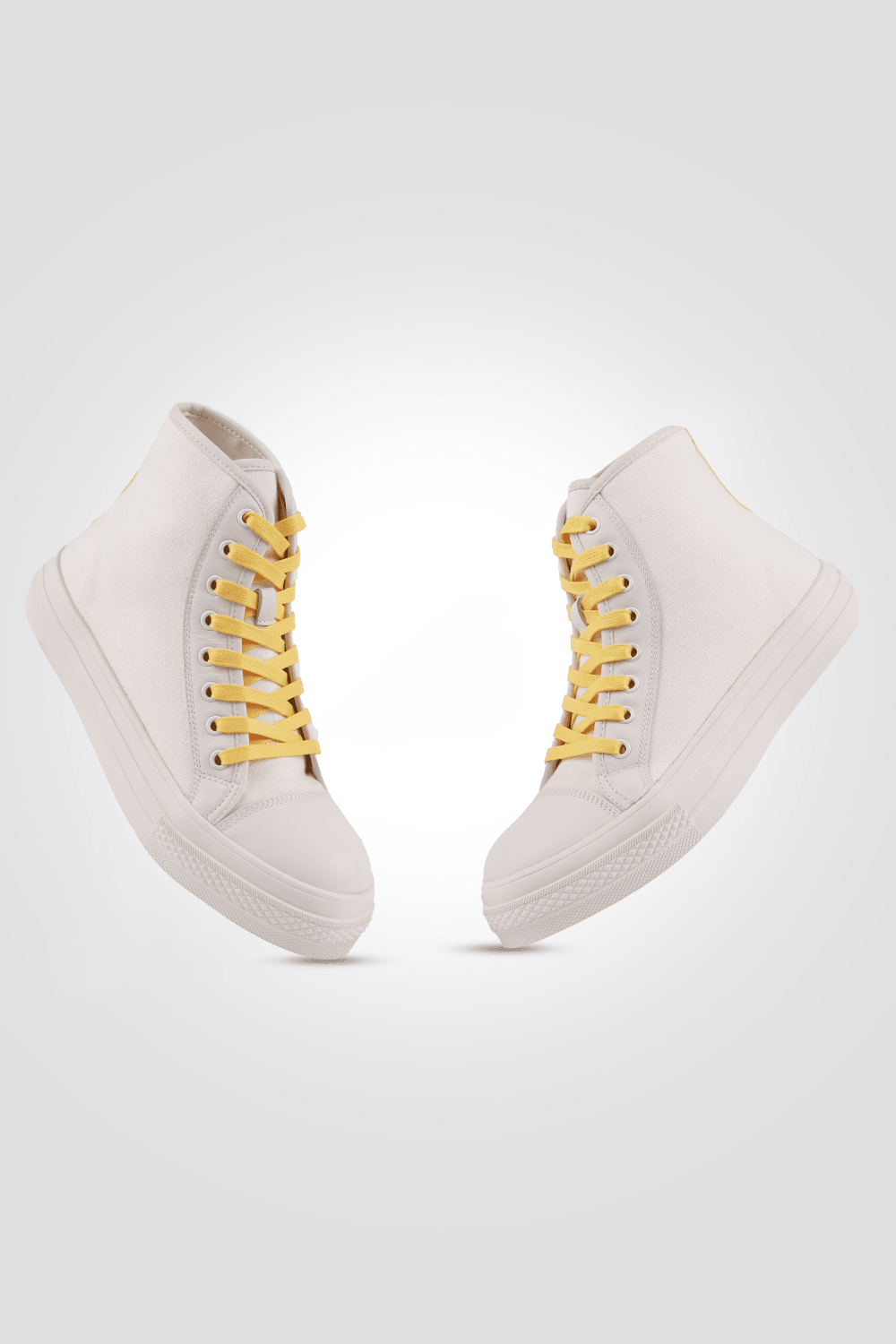 KENNETH COLE - סניקרס גבוהות לנשים בצבע לבן וצהוב - MASHBIR//365