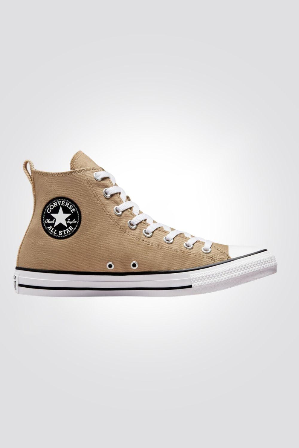 CONVERSE - סניקרס קנבס גבוהות לגברים CHUCK TAYLOR ALL STAR HIGH בצבע חאקי - MASHBIR//365