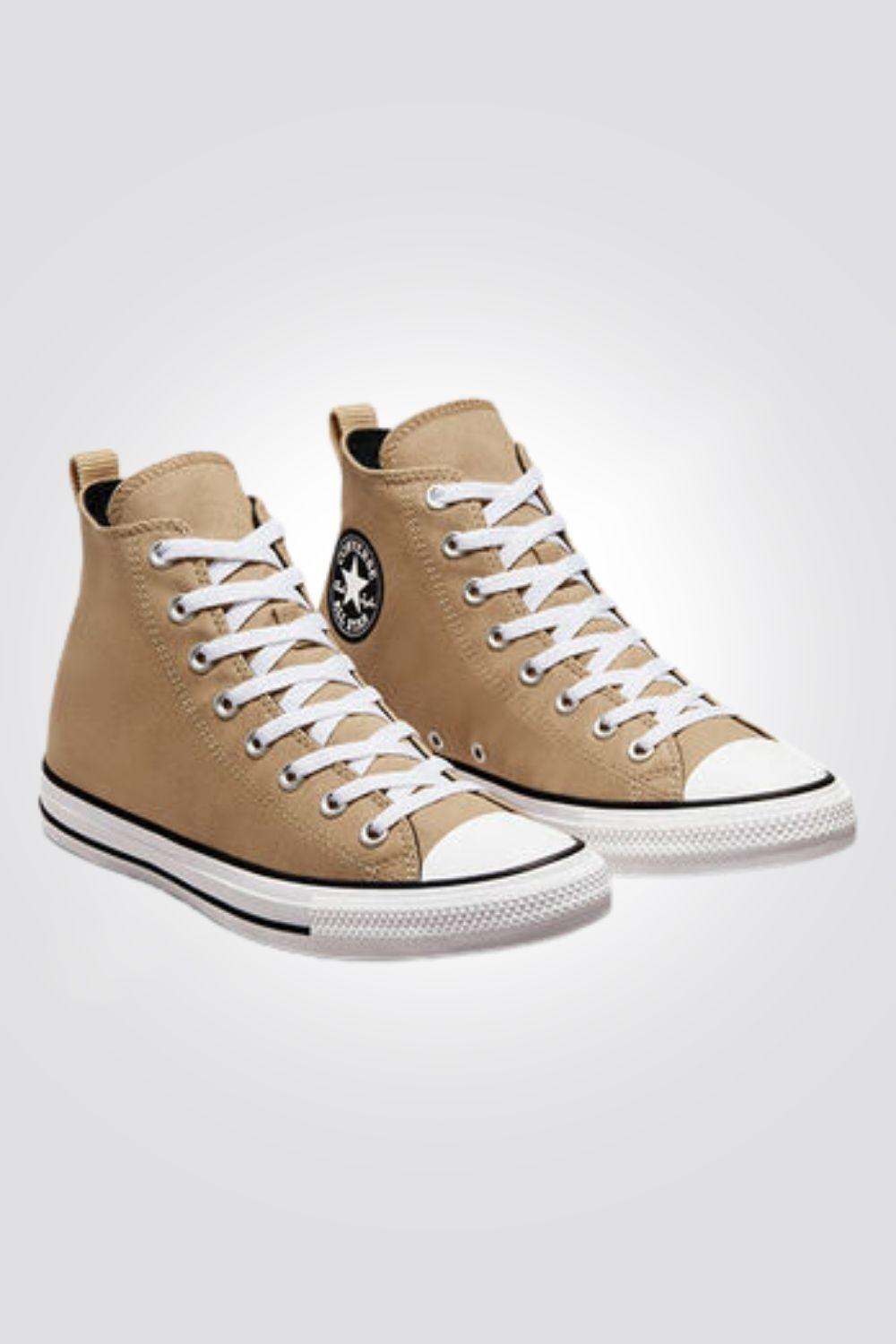CONVERSE - סניקרס קנבס גבוהות לגברים CHUCK TAYLOR ALL STAR HIGH בצבע חאקי - MASHBIR//365