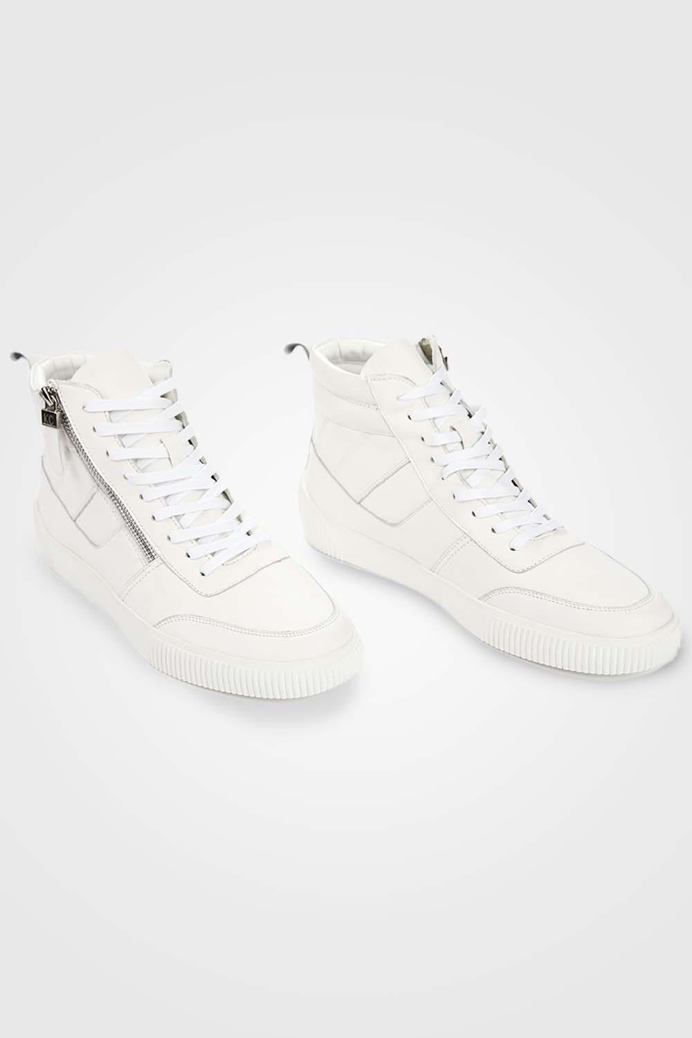 KENNETH COLE - סניקרס LETHEAR גבוה בצבע לבן - MASHBIR//365