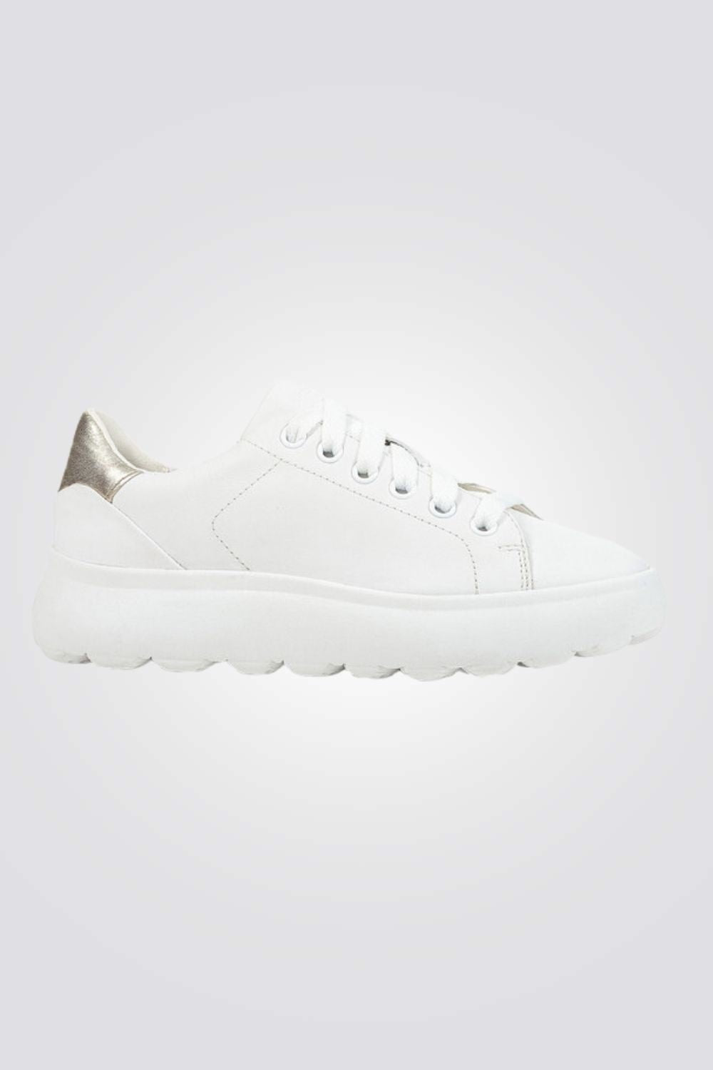 GEOX - סניקרס לנשים D SPHERICA EC4.1 B בצבע לבן זהב - MASHBIR//365