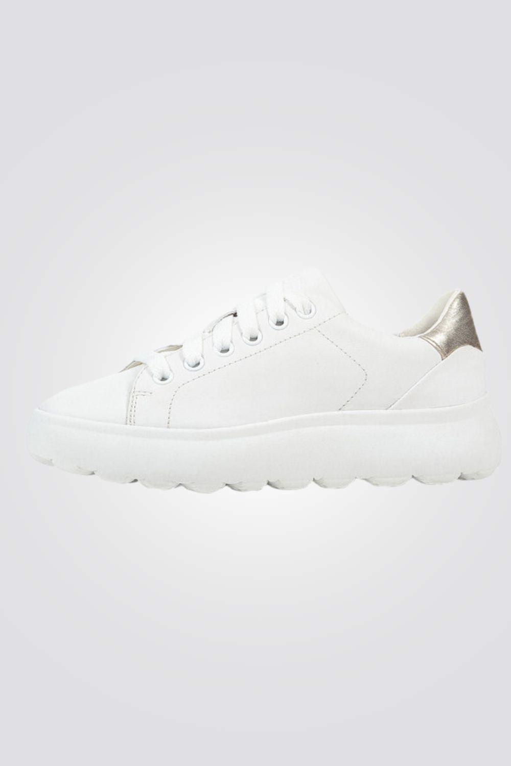 GEOX - סניקרס לנשים D SPHERICA EC4.1 B בצבע לבן זהב - MASHBIR//365