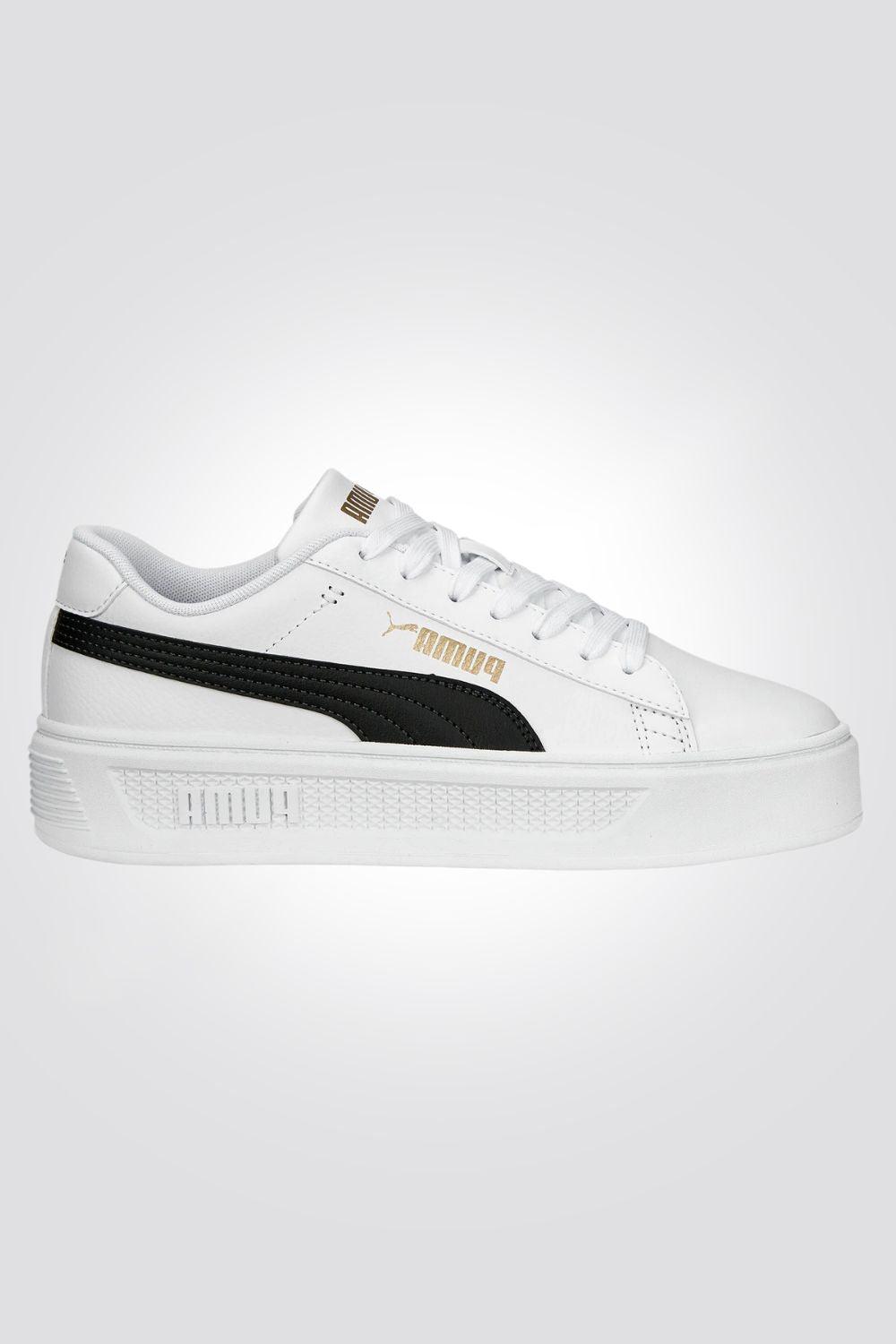 PUMA - סניקרס לנשים Smash Platform v3 בצבע לבן ושחור - MASHBIR//365