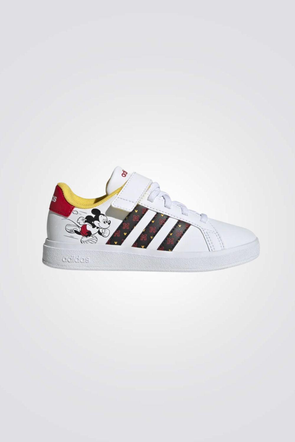 ADIDAS - סניקרס לנוער GRAND COURT MICKEY EL K בצבע לבן - MASHBIR//365