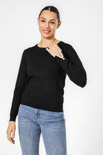 סריג קלאסי עם מפתח עגול לנשים  | קנת קול