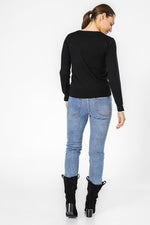 סריג קלאסי עם מפתח עגול לנשים  | קנת קול