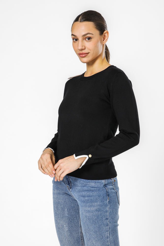 סריג קלאסי עם מפתח עגול לנשים  | קנת קול