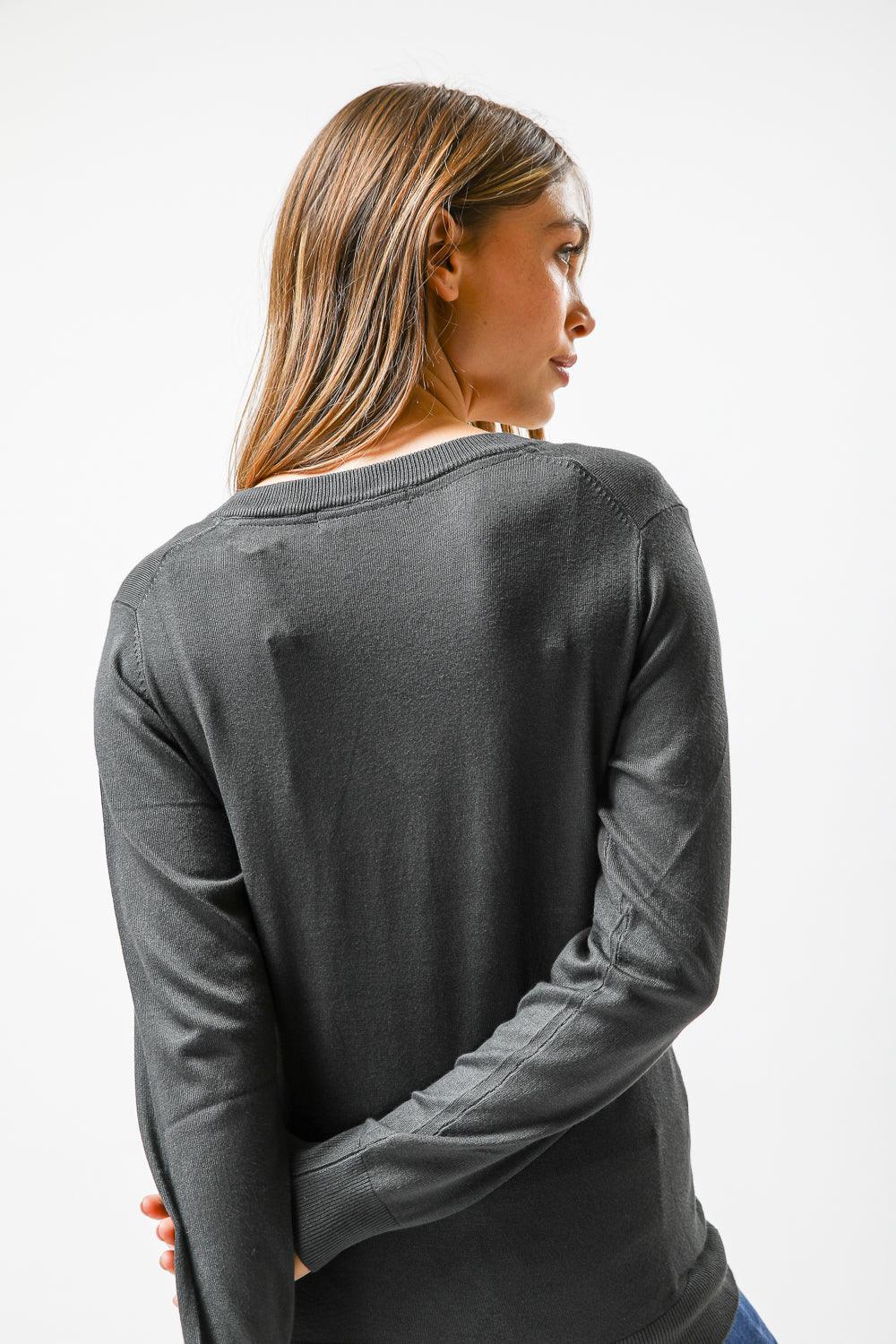 KENNETH COLE - סריג בייסיק בצבע אפור - MASHBIR//365