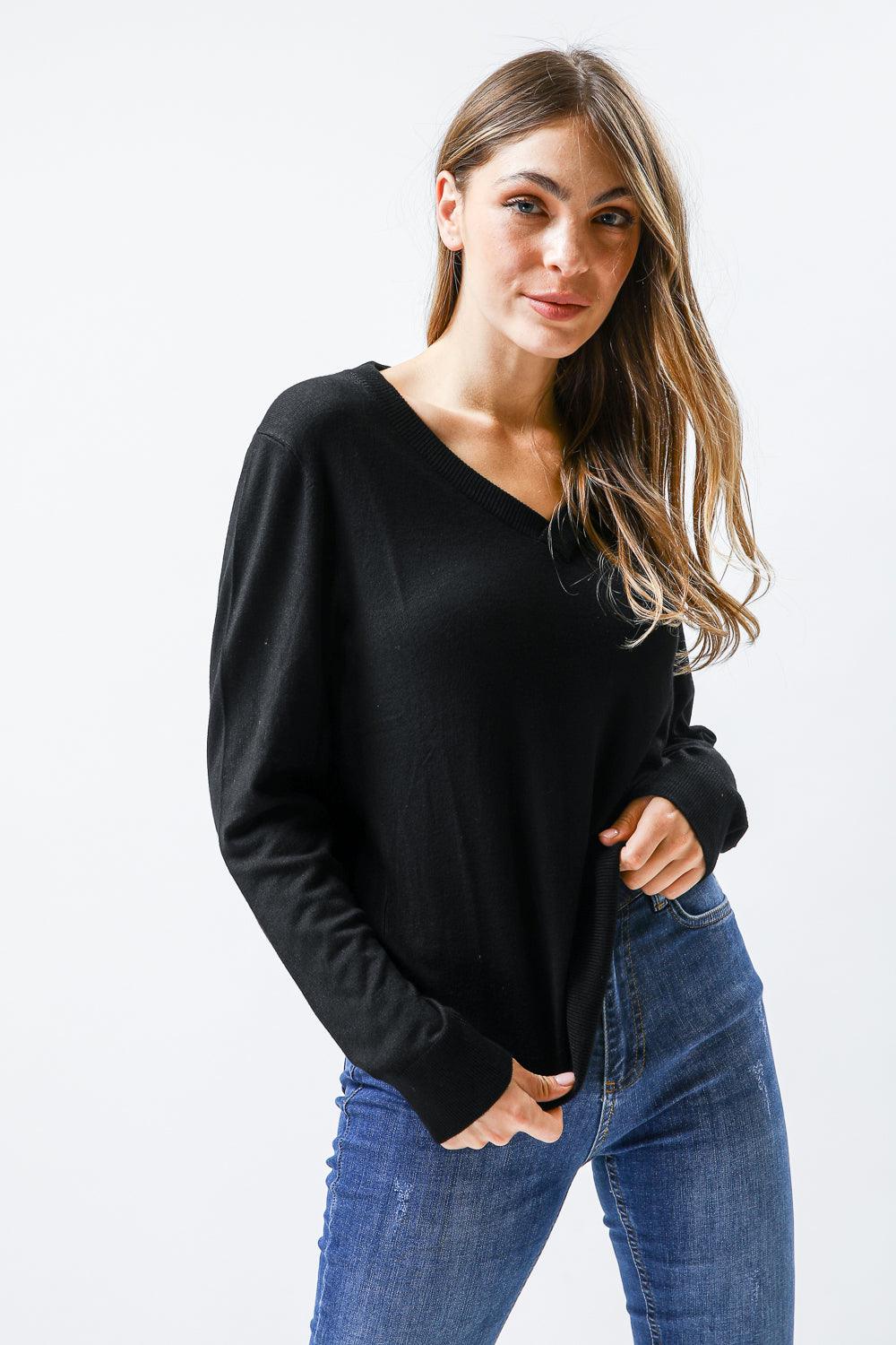 KENNETH COLE - סריג בייסיק בצבע שחור - MASHBIR//365